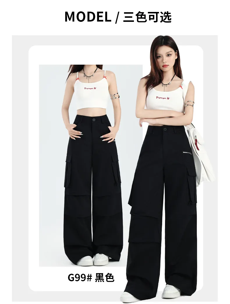 Pantalón Cargo de pierna ancha, multibolsillo para mujer — Detalles del producto 20