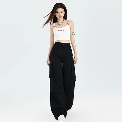 Wide-Leg Multi-Pocket Cargo Pants — LX-CG-039
