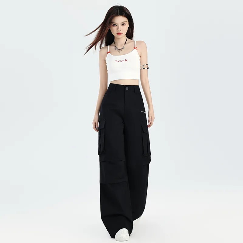 Pantalón Cargo de pierna ancha, multibolsillo para mujer — view 1
