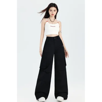 Pantalón Cargo de pierna ancha, multibolsillo para mujer — view 6