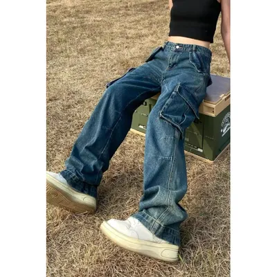 Pantalón Cargo con lavado vintage, multibolsillo para mujer — view 4