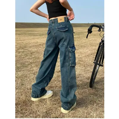 Pantalón Cargo con lavado vintage, multibolsillo para mujer — view 5