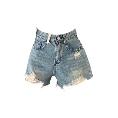 Calça Jeans pernas largas de cintura alta com rasgos Feminina — view 6