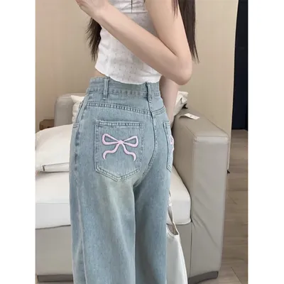 Calça Jeans com bordado Feminina — view 4