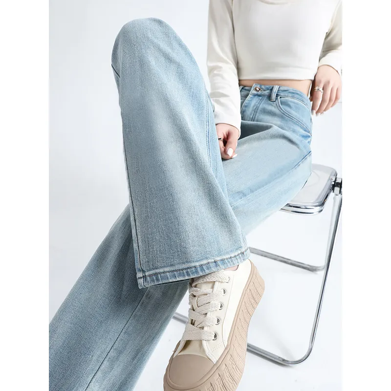 Jeans de pierna ancha, de tiro alto, de corte ligero para mujer — Detalles del producto 2