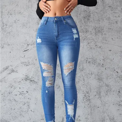 Skinny Ripped Stretch Jeans — LX-JN-047