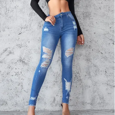 Jeans skinny, con rasguños, con elastano para mujer — view 4