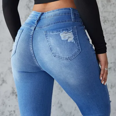 Jeans skinny, con rasguños, con elastano para mujer — view 6
