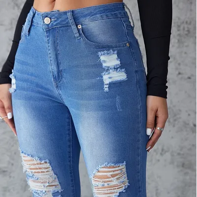 Jeans skinny, con rasguños, con elastano para mujer — view 7