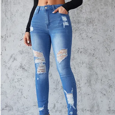 Jeans skinny, con rasguños, con elastano para mujer — view 8