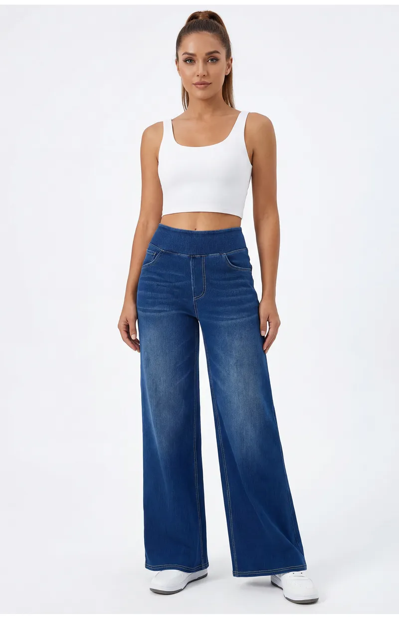 Wide-Leg High-Rise Washed Jeans — Product details 9