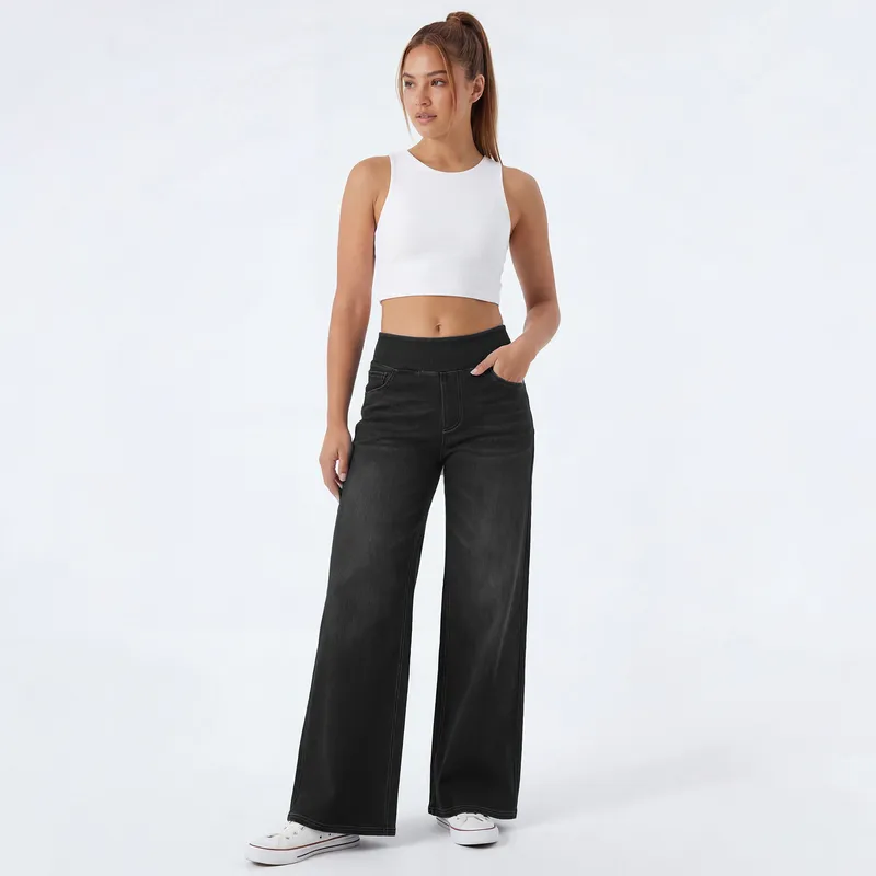 Wide-Leg High-Rise Washed Jeans — Product details 12