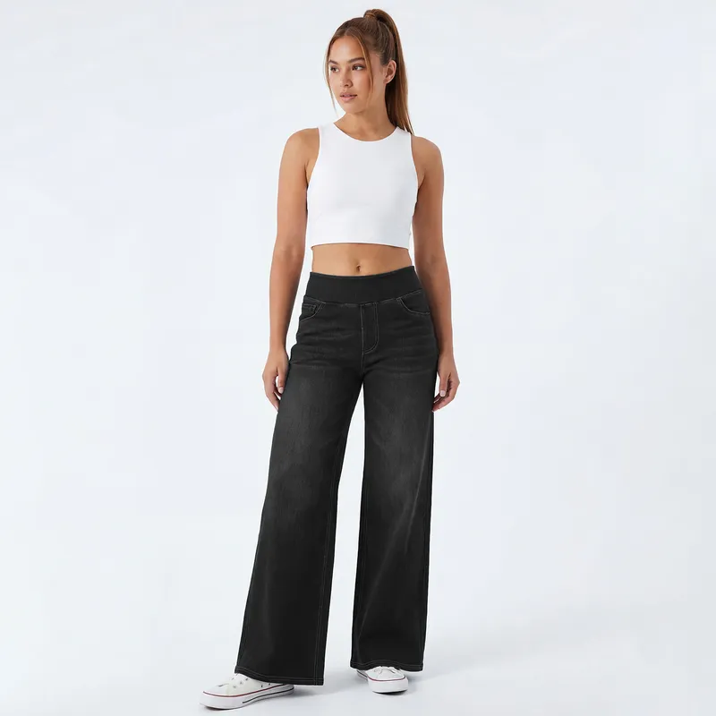 Wide-Leg High-Rise Washed Jeans — Product details 14