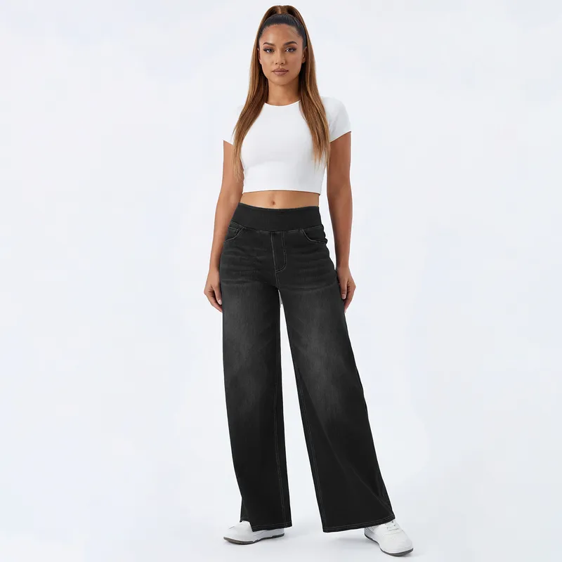 Wide-Leg High-Rise Washed Jeans — Product details 15