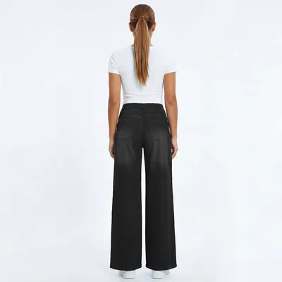 Wide-Leg High-Rise Washed Jeans — view 3
