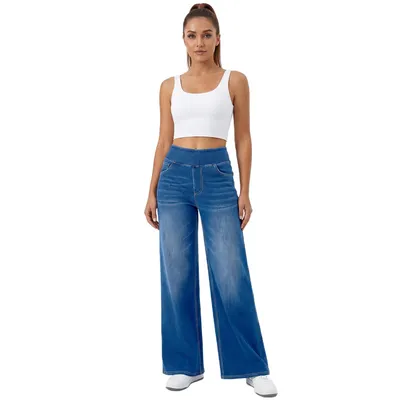 Wide-Leg High-Rise Washed Jeans — view 4
