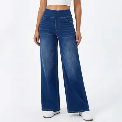 Wide-Leg High-Rise Washed Jeans — view 6