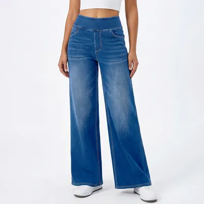 Wide-Leg High-Rise Washed Jeans — view 9