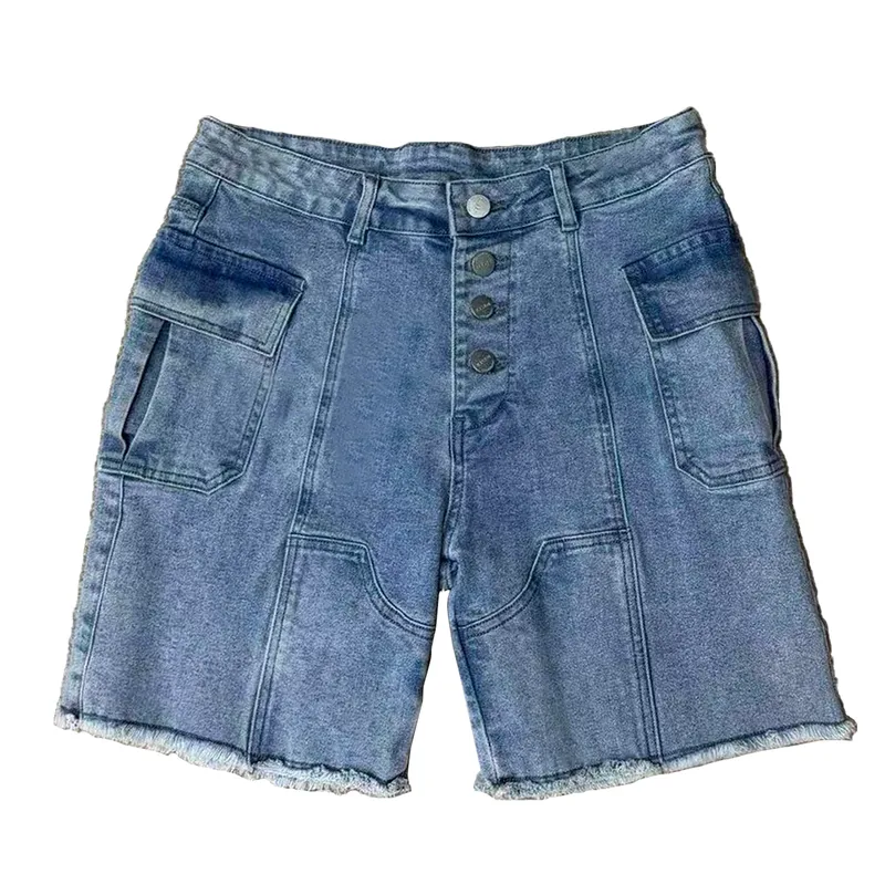Shorts de Mezclilla de pierna ancha, con lavado vintage para mujer — view 1