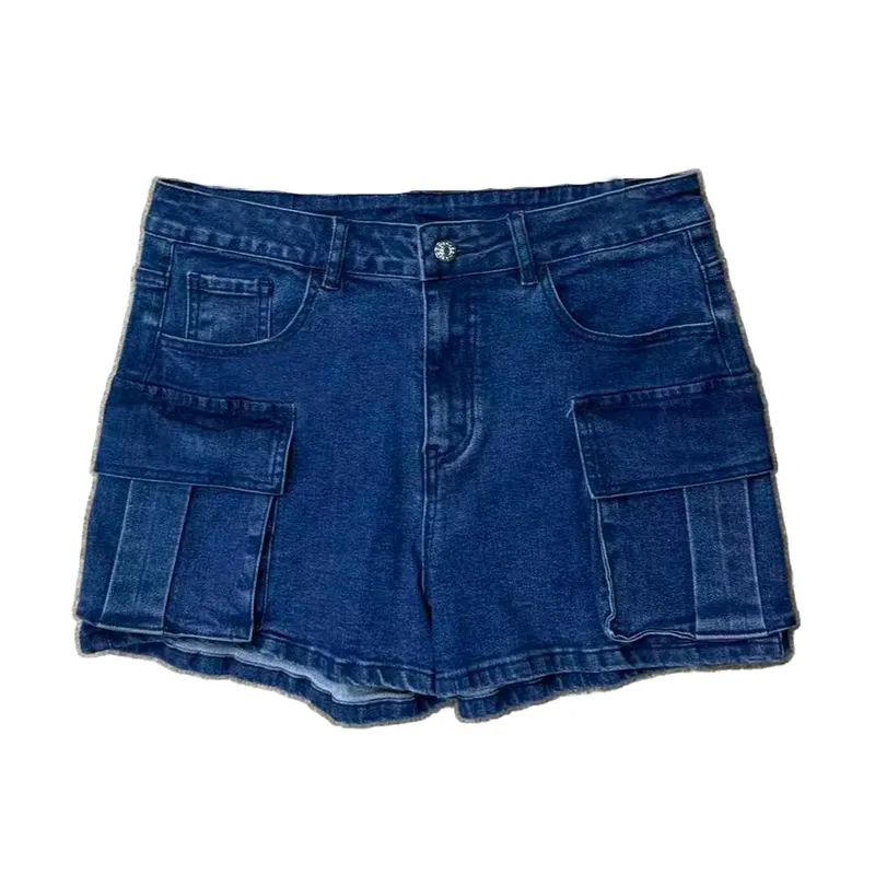 Wide-Leg Vintage Wash Denim Shorts — view 1
