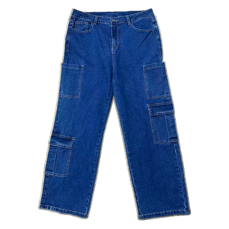 Jeans de tiro alto, multibolsillo para mujer — view 1
