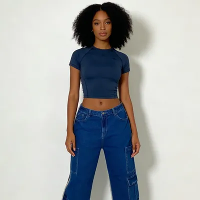 Jeans de tiro alto, multibolsillo para mujer — view 6
