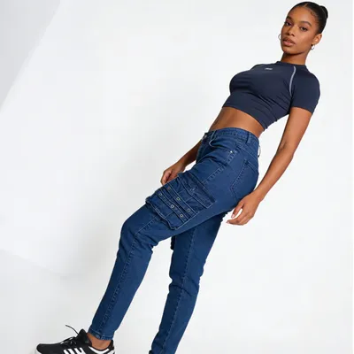 Jeans de tiro alto, multibolsillo para mujer — view 4
