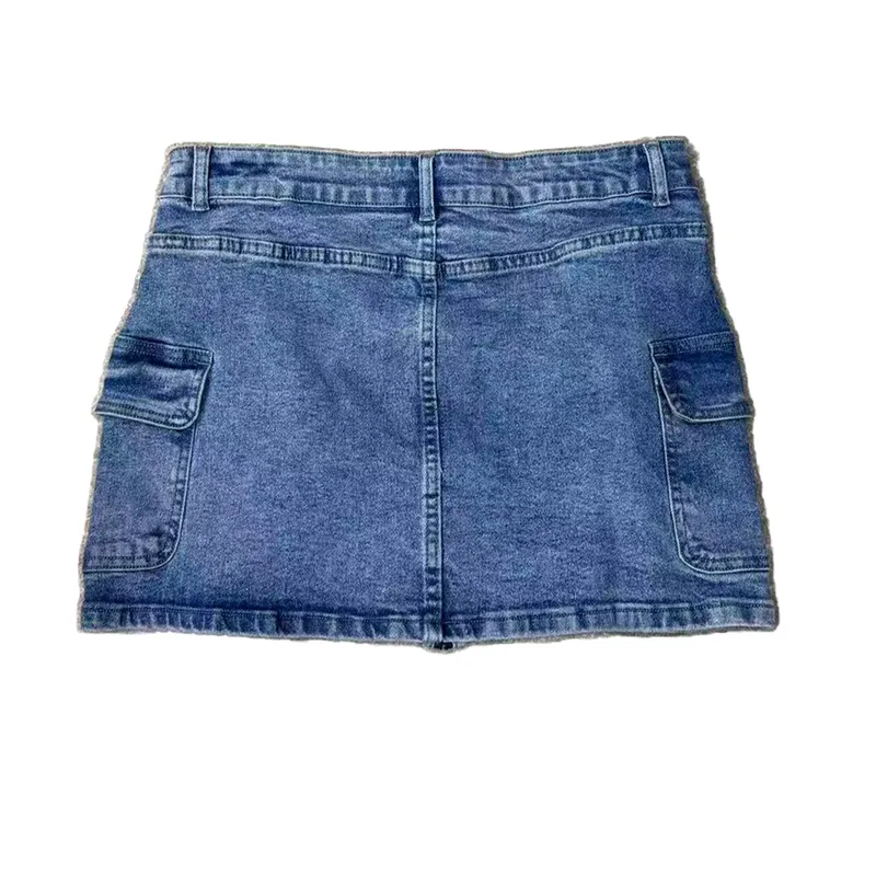 Falda de Mezclilla corte A, de tiro alto, para talla baja para mujer — view 1