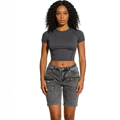 Shorts de Mezclilla con elastano para mujer — view 3