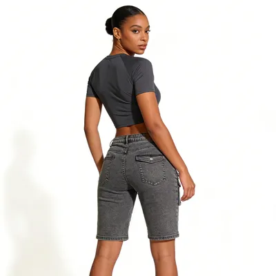 Shorts de Mezclilla con elastano para mujer — view 4