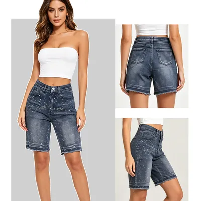 Shorts de Mezclilla con lavado bigote para mujer — view 3