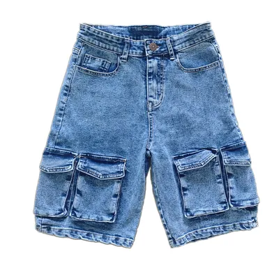 Wide-Leg Vintage Wash Denim Shorts — LX-DS-014