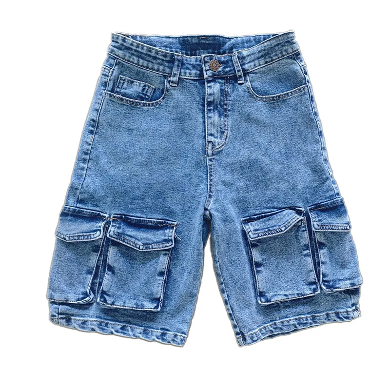 Shorts Jeans pernas largas com lavagem vintage Feminino — view 1