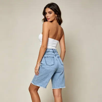 Shorts Jeans com lavagem vintage Unissex — view 5