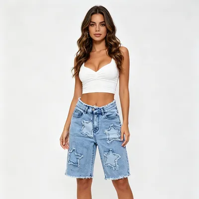 Shorts Jeans com lavagem vintage Unissex — view 6